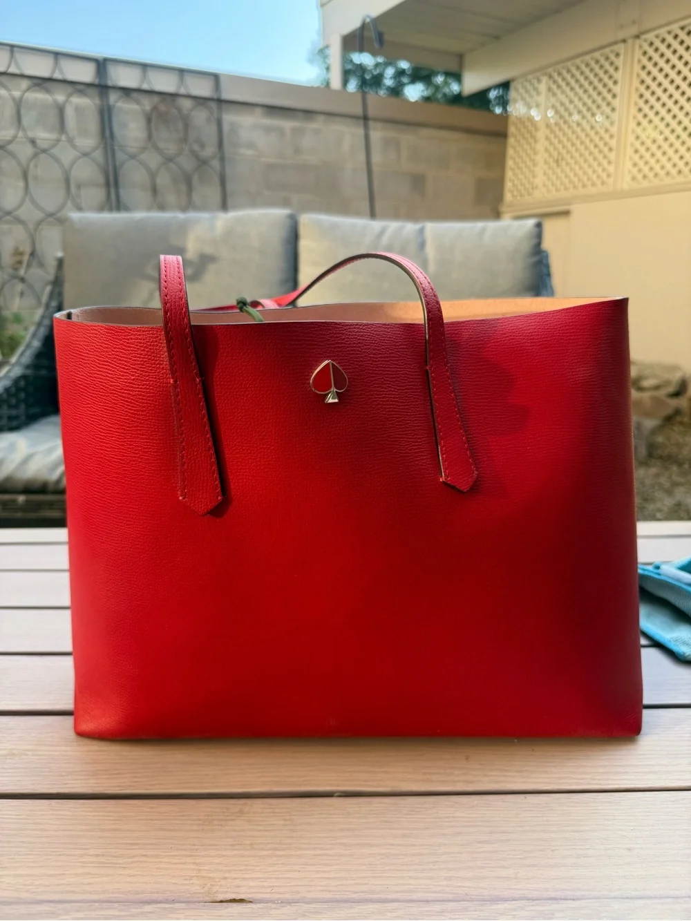 kate spade Red Leather Molly Large Tote with Pouch